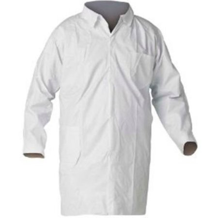 KEYSTONE SAFETY KeyGuard® Lab Coat, No Pockets, Open Wrists, Snap Front, Single Collar, White, L, 30/Case LC0-WO-KG-LG